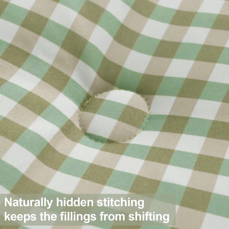 SunNewt Full Comforter Set, Fluffy Green Gingham Plaid Bedding, 3