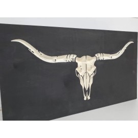 Knotty Oar Wood Shop Longhorn Skull Hidden Gun Storage Safe Concealment Pistol Cabinet Dark Rustic - Magnetic, Add Light