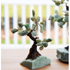 Natural Crystal Tree Decor, Desk Decor with Green Quartz Crystal Chakra Stones, Gemstone Tree with Crystals and Healing Stones, Green, Small, 3.5-Inches Tall - Nature’s Decorations