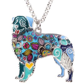 WEVENI Enamel Alloy Australian Shepherd Dog Necklace Pendant Pet Jewelry Gifts for Women Girls Ladies, enamel Metal