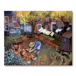 Victory Wooden Puzzles - 'Town Hens' Miniature Jigsaw Puzzle for Adults - 85 Pieces. Premium Linden Wood Artwork Jigsaw Puzzle in Metal Storage Tin with Special 'Whimsical' Shaped Pieces.