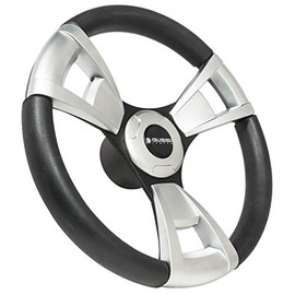 Gussi Black/Brushed Aluminum Steering Wheel for EZGO & STAR Golf Carts