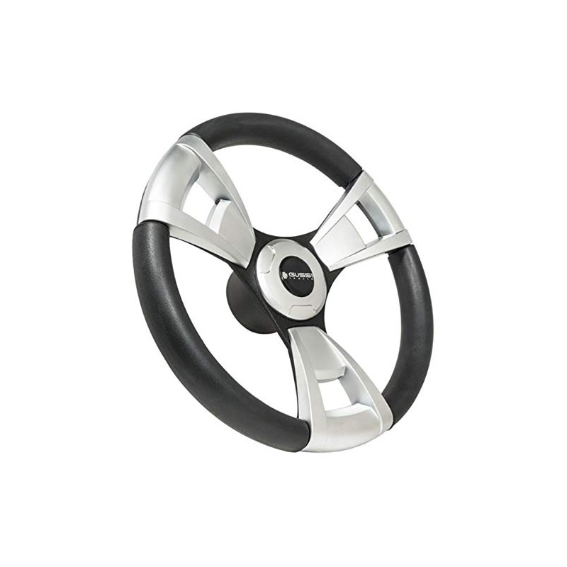 Gussi Black/Brushed Aluminum Steering Wheel for EZGO & STAR Golf