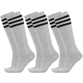 Dxhycc 3 Pairs Kids Soccer Socks Striped Knee High Socks Baseball Softball Socks Youth Athletic Socks for Boys Girls