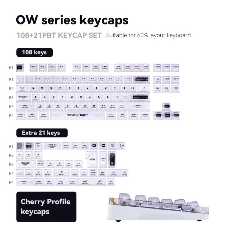 IDOBAO ICE Crystal Transparent Cherry Profile ABS Customized Keycaps Kit