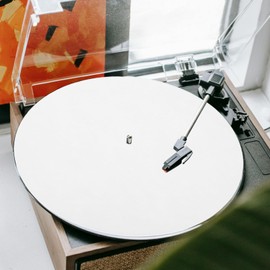 Housoutil Felt Turntable Platter Mat, 11.59 Inch Record Player Mat, White Slipmat for Universal to Vinyl Record Players