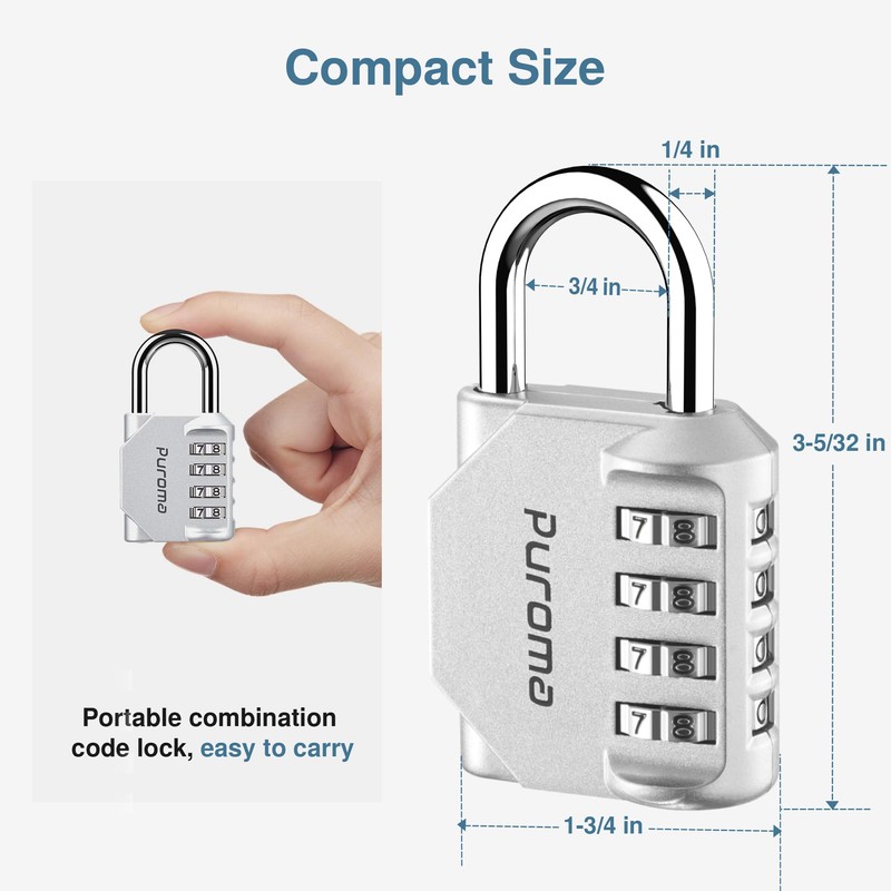 Puroma 1 Pack Combination Lock for Locker 4 Digit Outdoor