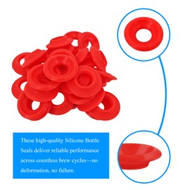 Swing Flip Top Bottle Cap Gasket Swing Top Bottle Seals Washers Beer Bottles Gasket Red Half Cover Design Silicone Rubber Reusable High Pressure 30 Pieces for Home Brew Beer Soda Bottles Sealing