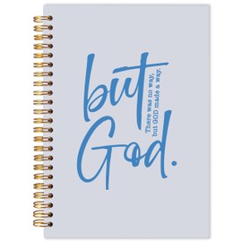 BESERH Inspirational Christian Bible Journals for Women Men, but God Christian Blue Notebook, Prayer Journal for Women Men, Bible Notebooks for Note Taking, Spiral Notebook 5.5x8.3 with 164 Pages