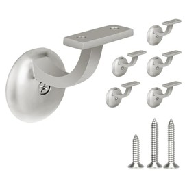 HOMOTEK 6 Pack Railing Stair Handrail Brackets for Handrail Indoor, 3" Hand Rail Brackets for Stair Railing with Screws, Stair Support for Home Buildings, Stairways Handrail, Aluminum, Satin Nickel