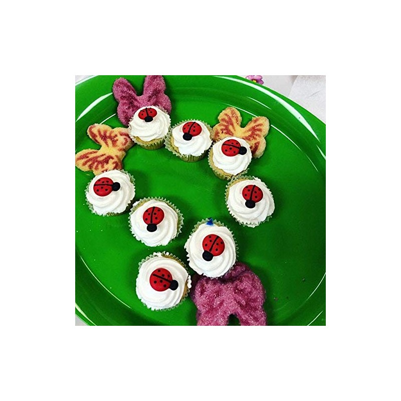 Set of 24 Royal Icing Edible Ladybugs - Cupcake Toppers