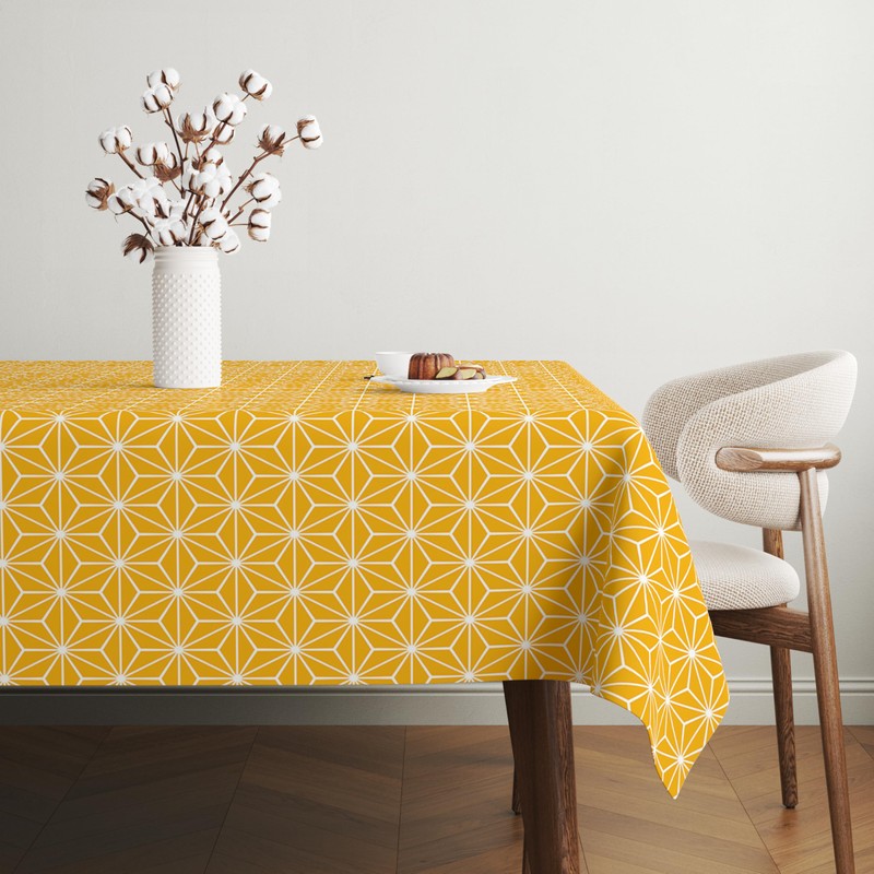 Martina Home Polygon Oilcloth Tablecloth 100 x 140 cm Mustard