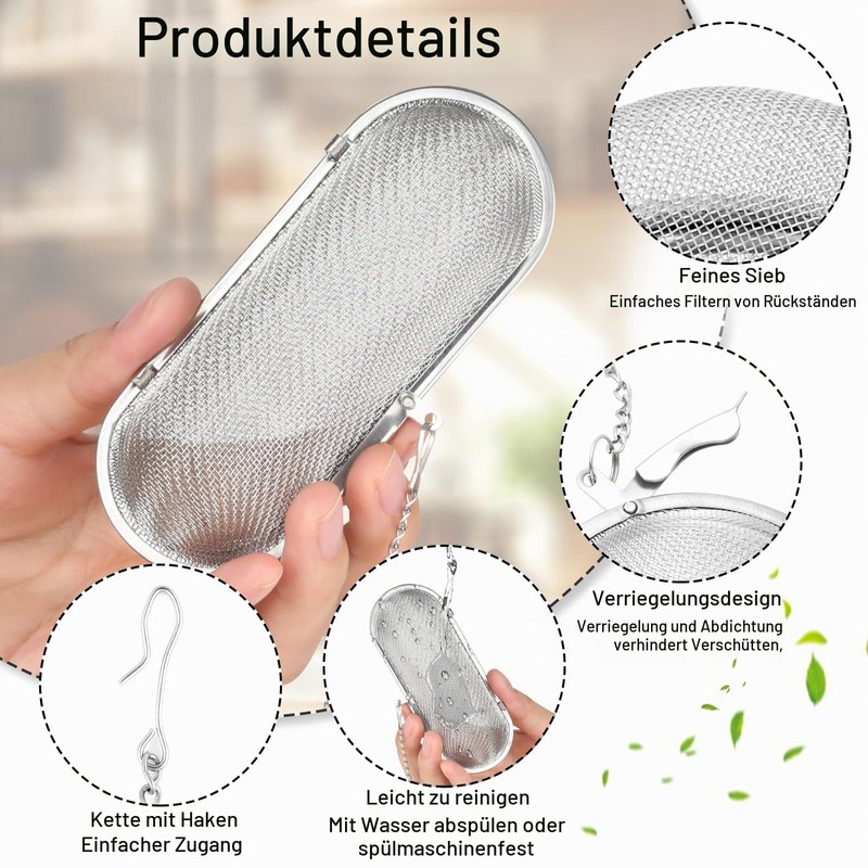 Pack of 3 Spice Strainers, Stainless Steel Tea Strainer, Spice