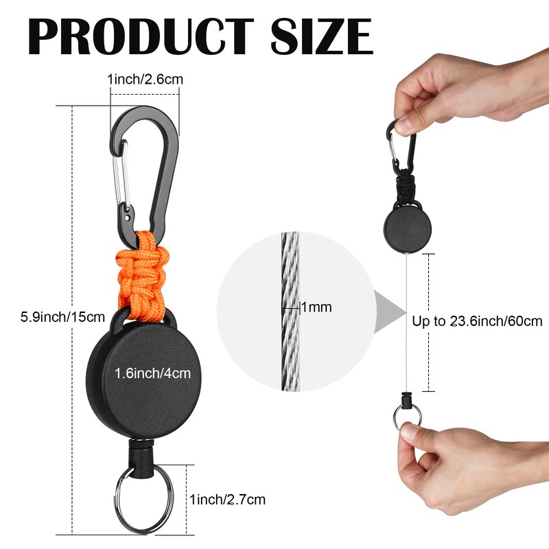 Retractable Keychain Heavy Duty Carabiner Badge Holder Retractable Badge Reel