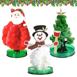 Mini Artificial Christmas Tree, Pack of 3, Small Christmas Tree, Growing Itself, Romantic Magic Paper Tree, DIY Crystal Growing, Creative Toy, Children (A)