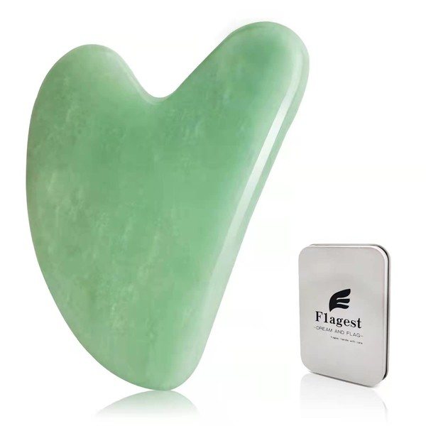 Gua Sha Face Treatment with Jade, Natural Stone, Heart Shape,