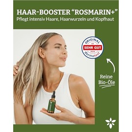 Heldengrün® BIO Rosmarin+ Haaröl [HOCHDOSIERT] Dermatologisch getestet - Natürlicher Haar-Booster mit Jojoba & Rosmarin - Rosmarinöl Haare - Ätherische Ölmischung - 2 x 50 ml