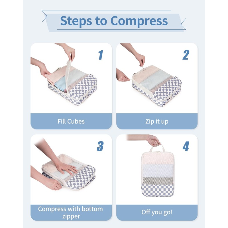 Narwey Compression Pack Cubes for Suitcase and Backpack, 6 Pieces