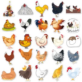 50 Pcs Chicken Vinyl Stickers,Cartoon Cute Animals Graffiti Stickers,Vinyl Waterproof Sticker for Kids Teens Girls,for Phone Laptop Bottles Skateboard Computer Phone Luggage Guitar Gifts Sticker