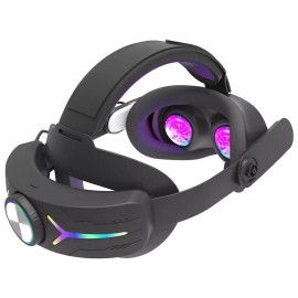 YBEXP Adjustable RGB Head Strap with 12000mAh Battery for Meta Quest 3S VR Accessories - Black