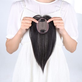 AISIHAIR Wig, Hair Piece, Straight Hair, Fully Hand Planted, 100% Human Hair, Bangs, 3D, Breathable, With Sides, Hides Hair Removal, Small Face Effect, Natural Color 25cm, 25cm