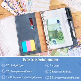 ANYUKE A6 Budget Planner, Financial Binder, Cash Stuffing, with Sleeves, Organiser, Book for Budgeting, Savings Challenges