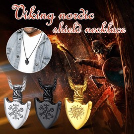 FaithHeart Viking Odin Gungnir Rune Speartip Pendant for Men and Women, Punk Retro Style, Scandinavian Pendant with 55 cm + 5 cm Extension Chain, stainless steel,