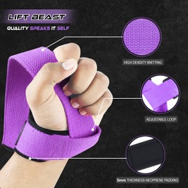 Lift Beast Professional Lifting Straps for Weightlifting, 24-inch Cotton Gym Straps with Neoprene Cushioned Wrist Padding Purple