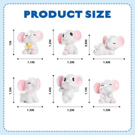 Rislobx Mini Resin Elephants Car Dashboard Decorations, 6PCS Cute Elephant Rear View Mirror Screen Ornament for Women Car Interior Accessories (Gray)