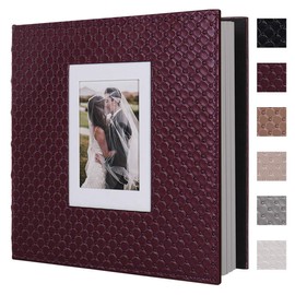 RECUTMS 60 Pages Picture Album Self Adhesive 4x6 5x7 8x10 Leather Cover DIY Magnetic Scrapbook Wedding Photo Album Baby Picture Book Family Scrapbook (Red Wine)