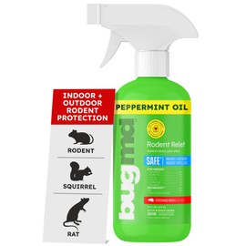 BugMD Peppermint Oil Spray for Rodents - 16oz Mouse Repellent & Rodent Repellent Spray, Natural Mice Repellent with Cinnamon, Clove, and Rosemary Oils - Safe Indoor & Outdoor Use