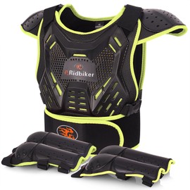 Kids Dirt Bike Gear Motorcycle Armor, Kids Chest Protector Motocross Motorcycle Protective Gear Body Armor Vest Knee Guards and Elbow Full Body Protection Set for Cycling Skateboard MTB ATV (Yellow)