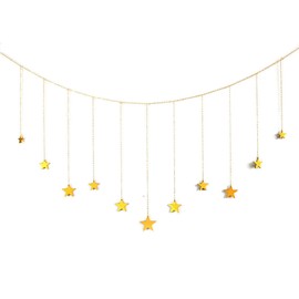 Star Garland, Wooden, Length 49.2 inches (125 cm), Star Wall Decoration, Interior Wall Hanging, Backdrop, Christmas Decoration, Wall Decoration, Room Decoration, Craft Decoration, Graduation, Wedding