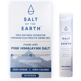 Salt of the Earth Premium Zero-Sugar Electrolyte Powder - Pink Himalayan Salt, Keto & Paleo Friendly, Unflavored Hydration Packets, 12 Sticks, Premium Ingredients