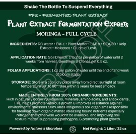 WheyWorks Moringa Fermented Plant Extract - 100% Organic Soil Drench & Foliar Feed - 34 oz