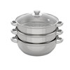 12.8in-3 Tier Stainless Steel Steamer Pot Steaming Cookware with Glass