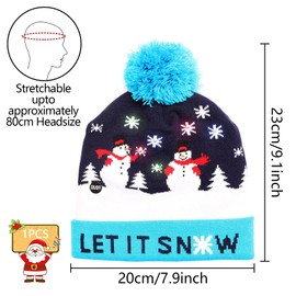 Mecctuck Children's Christmas Hat with LED Light, Santa Hat, Hat with LED, Santa Hat, LED Hat Children, Christmas Hat, Christmas Hat, One Size for Adults and Children
