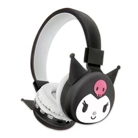 Roffatide Cartoon Kuromi Foldable Lightweight Bluetooth Headphones for Travel/Office/Cellphone/PC Via App Deep Bass Comfort Fit Ear Cups, for Home Office Travel Black