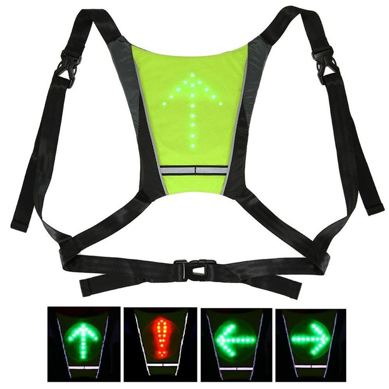 Reflective Cycling Vest with Rechargeable LED Direction Indicator Remote Control