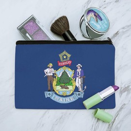 Maine State Flag Makeup Cosmetic Bag Organizer Pouch