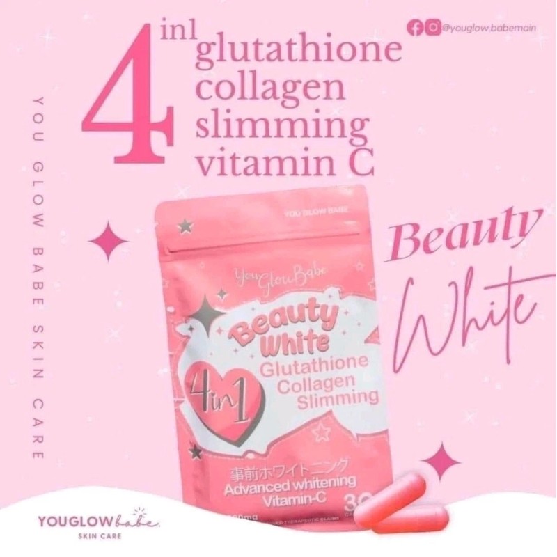 You Glow Babe BEAUTY WHITE Glutathione Capsules, Japan Formula 30