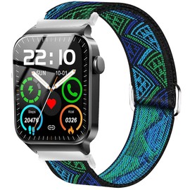 Compatible for Donerton T50S T50H Smart Watch Band, Lamshaw Stretch Elastics Nylon Adjustable Replacement Strap Accessories Compatible for Donerton T50S T50H 1.85" Smartwatch/Uaue T50S 1.85" Smart