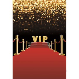YongFoto 1.5 x 2.2 m Vinyl Photo Background VIP Stage Red Carpet Gold Sequins Bokeh Glitter Dots Photography Canvas Background Party Decoration Photo Studio Backgrounds