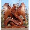 Wogeka 20 cm Three Head Lucky Dragon Wooden Dragon FENG