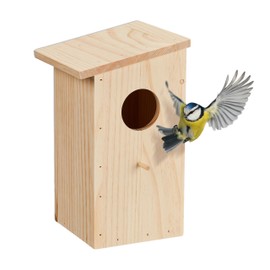 Relaxdays Great Tit & Redstart Nesting Box Natural Wood Hanging Bird House Natural 1 Piece