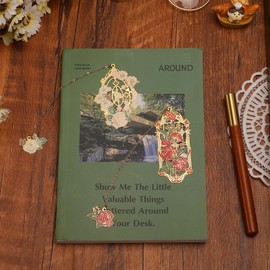 Metal Bookmarks 2 PCS, Sgbvzbd Bookmarks for Reading Women, Pretty Bookmarks for Women, Beautiful Metal Bookmark, Red Rose Bookmark and White Rose Bookmark(BKM-043-001)