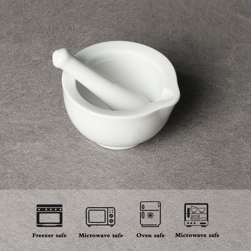 LEETOYI Porcelain Small Mortar and Pestle, Ceramic Herb Grinder Pill