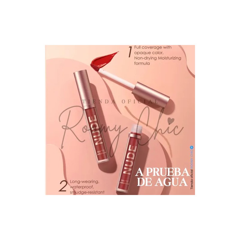 Set De 6 Labiales Tonos Matte Nude Larga Duración Waterproof