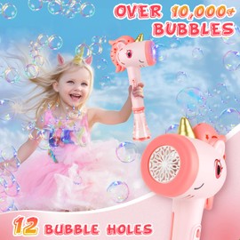 Getatoy Toys for 3+ Year Old Girls Kids: Unicorn Bubble Wand with Cool Light Gifts for Age 3 4 5 6 7 8 Years Old Kids Baby Bubble Machine for Parties Birthday for Toddler Ages 3-8