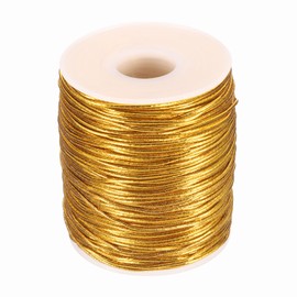 sourcing map 1mm Metallic Elastic Cords, Tinsel Elastic Stretch String Cord Thread Braiding Rope for Craft Making Gift Wrapping Ornaments, Gold Tone, 100m Total